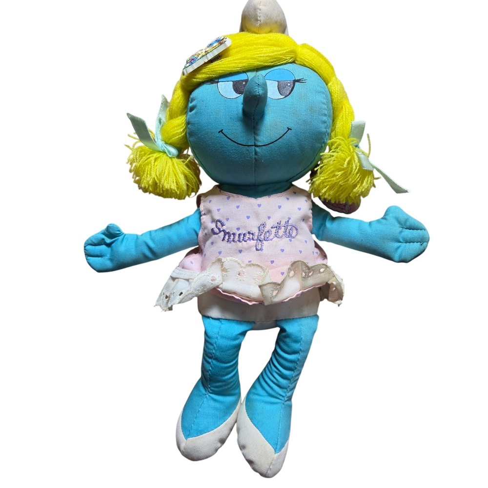 Vintage 1983 Peyo Wallace Berrie Smurfette Plush Doll Toy 10" Smurfs 4605 NWT